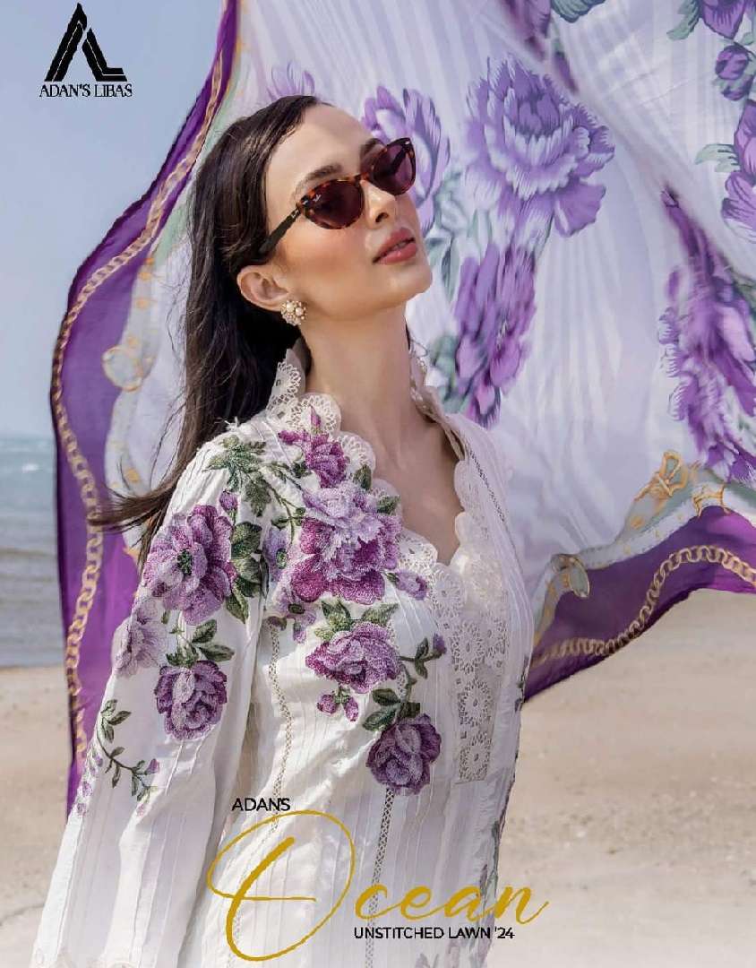 Adans Ocean Unstitched Lawn 24 by Adans